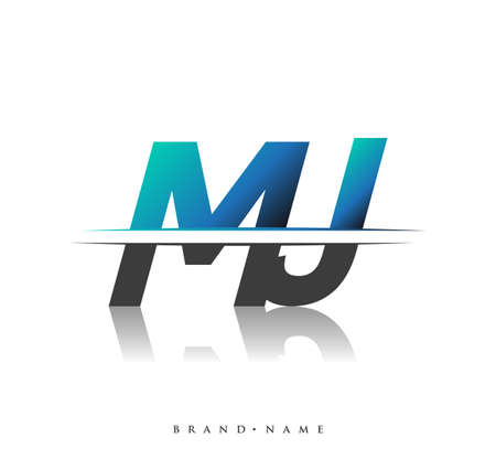 MJ initial logo company name colored black and blue, Simple and Modern Logo Design.のイラスト素材