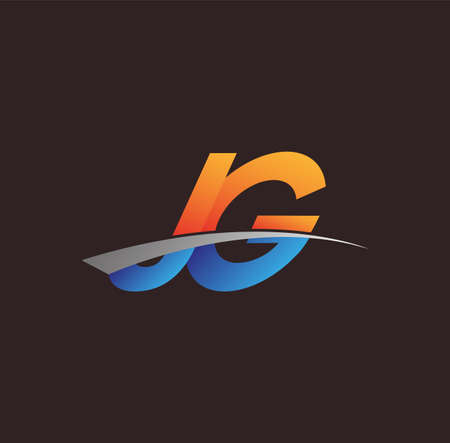 initial letter JG logotype company name colored orange and blue and swoosh design. vector logo for business and company identity.のイラスト素材