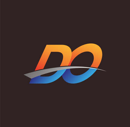 initial letter DO logotype company name colored orange and blue and swoosh design. vector logo for business and company identity.のイラスト素材