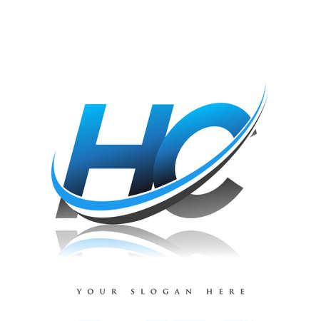 HC initial logo company name colored blue and black swoosh design, isolated on white background. vector logo for business and company identity.のイラスト素材