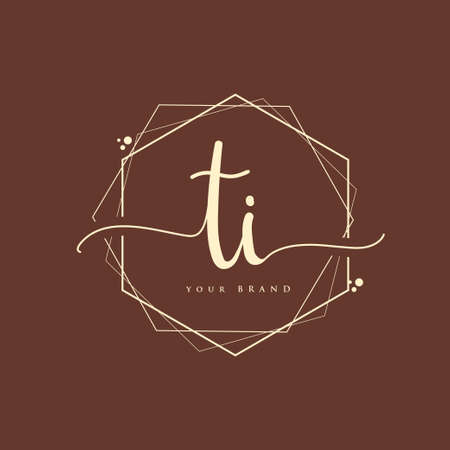 TI Initial handwriting logo. Hand lettering Initials logo branding, Feminine and luxury logo design.のイラスト素材