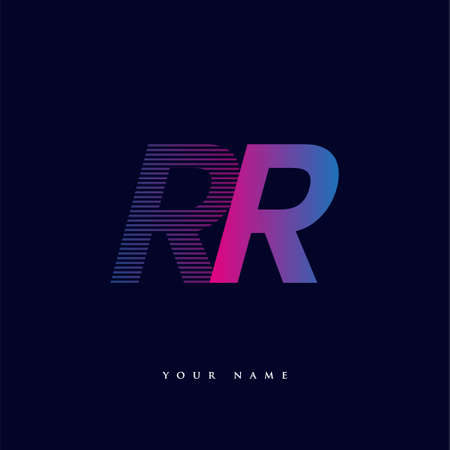 initial letter logo RR colored blue and magenta with striped composition, Vector logo design template elements for your business or company identity.のイラスト素材