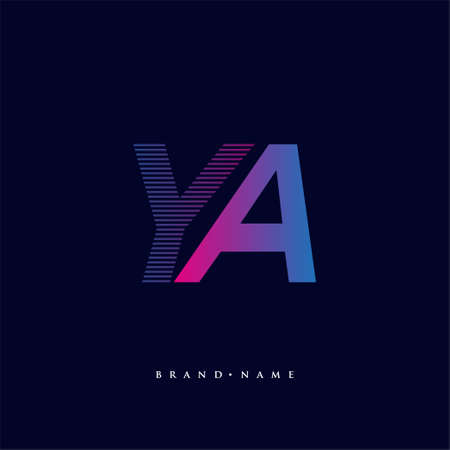 initial letter logo YA colored blue and magenta with striped composition, Vector logo design template elements for your business or company identity.のイラスト素材