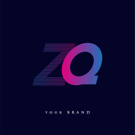 initial letter logo ZQ colored blue and magenta with striped composition, Vector logo design template elements for your business or company identity.のイラスト素材