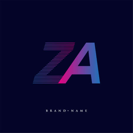 initial letter logo ZA colored blue and magenta with striped composition, Vector logo design template elements for your business or company identity.のイラスト素材