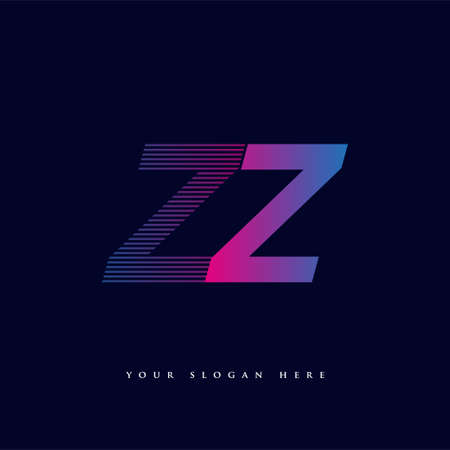 initial letter logo ZZ colored blue and magenta with striped composition, Vector logo design template elements for your business or company identity.のイラスト素材