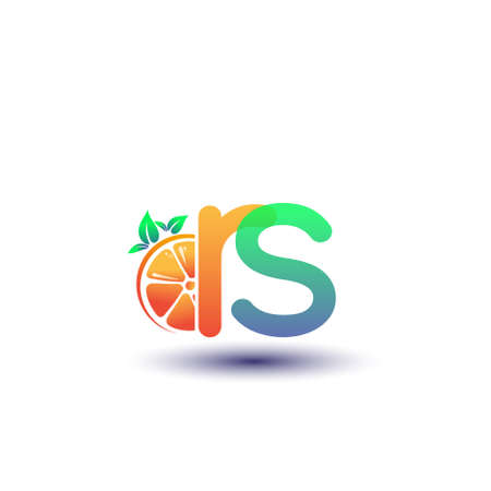initial letter RS logotype orange and green color, initial logo for fresh fruit store or any company that related with fresh fruit or nature, vector illustration.のイラスト素材