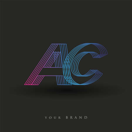 initial letter logo AC colored blue and magenta with striped composition, Vector logo design template elements for your business or company identity.のイラスト素材