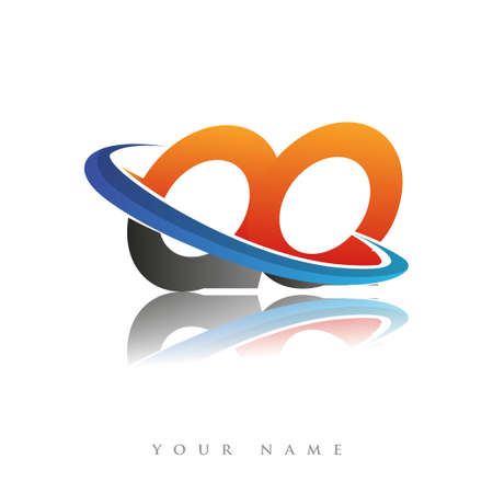 initial logo QQ company name colored orange and blue swoosh design, isolated in white background. vector logo for business and company identity.のイラスト素材