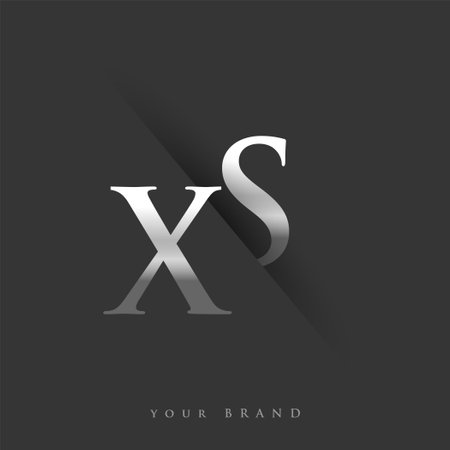initial logo letter XS for company name, silver color and slash design in black background. vector logotype for business and company identity.のイラスト素材