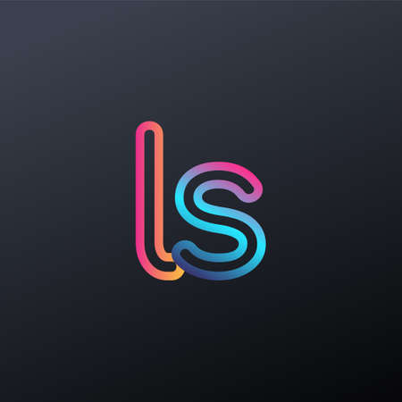 initial logo LS lowercase letter, colorful blue, orange and pink, linked outline rounded logo, modern and simple logo design.のイラスト素材