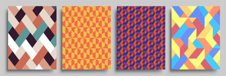 Modern geometric abstract background covers set. Cool gradient shapes composition, vector covers...