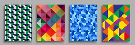 Modern geometric abstract background covers set. Cool gradient shapes composition, vector covers design.のイラスト素材