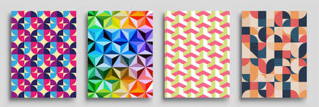 Modern geometric abstract background covers set. Cool gradient shapes composition, vector covers...