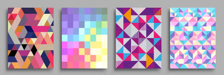 Modern geometric abstract background covers set. Cool gradient shapes composition, vector covers design.のイラスト素材