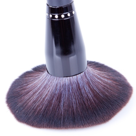 black make-up brushes on white backgroundの写真素材