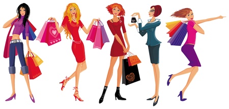 Shopping pretty girlsのイラスト素材