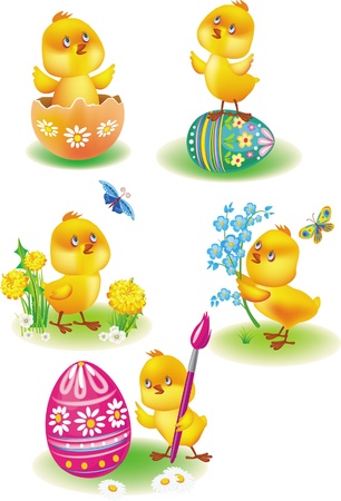 Easter chicksのイラスト素材