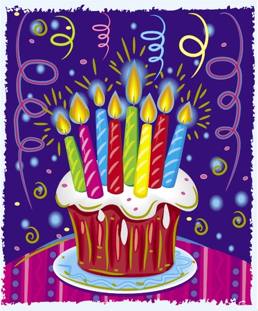 Birthday cake with candlesのイラスト素材