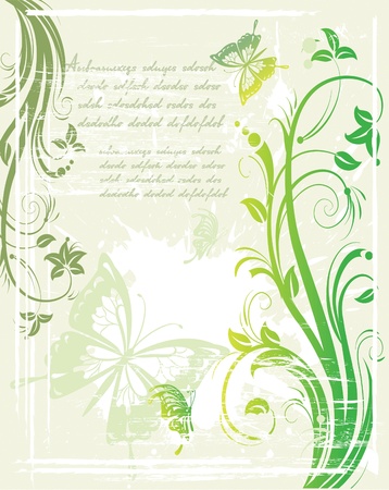 Vector green floral backgroundのイラスト素材