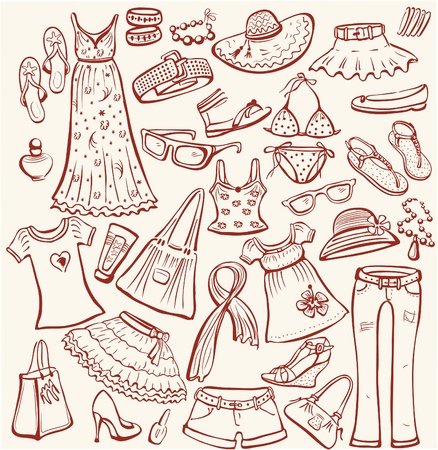 Set of woman summer clothesのイラスト素材