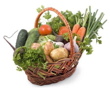 Basket with vegetablesの写真素材
