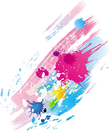 Background of paint splashes and line brushesのイラスト素材