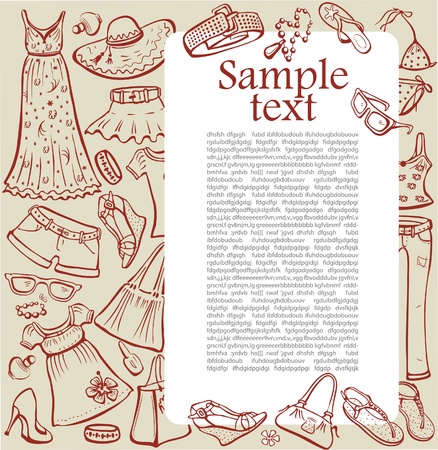 Template with woman summer clothes and accessoriesのイラスト素材