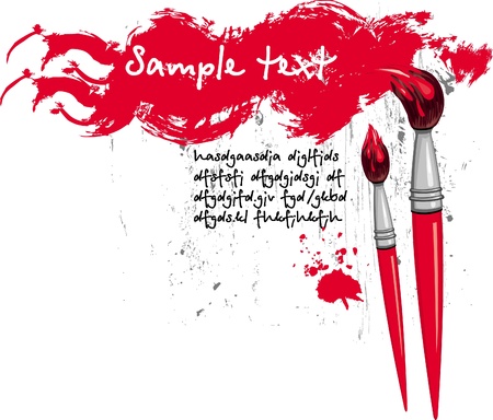 Paintbrush and red grange elementのイラスト素材