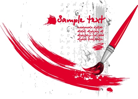 Paintbrush and red grange elementのイラスト素材