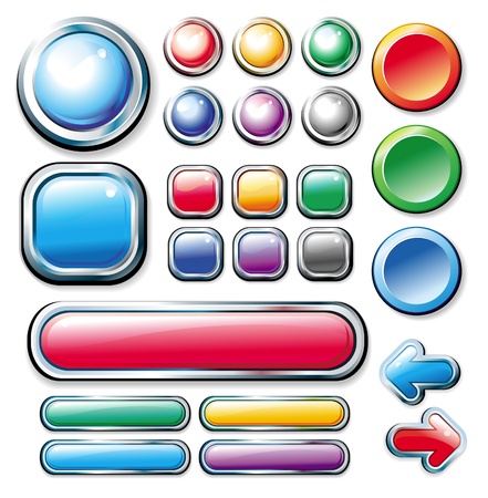 Collection of colored, glossy web elementsのイラスト素材