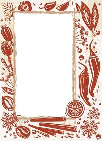 Frame with spice and herbのイラスト素材
