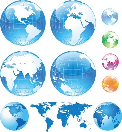 Color glossy globes and mapのイラスト素材