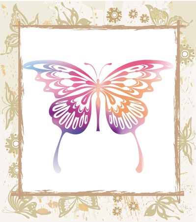 Color butterfly in a frameのイラスト素材