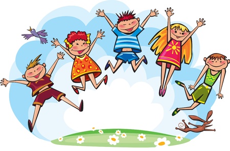 Jumping childrenのイラスト素材