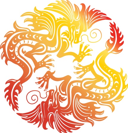 Two gold dragonのイラスト素材