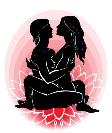 Couple practicing tantra yogaのイラスト素材