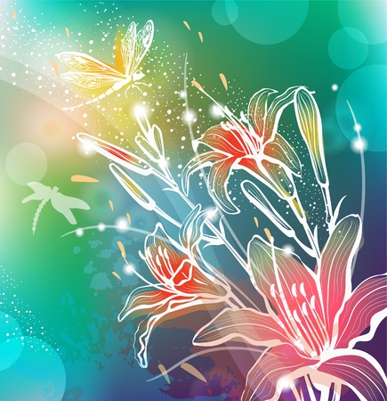 Background with flowers lilyのイラスト素材