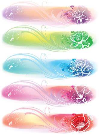 Set of banner with flower headsのイラスト素材