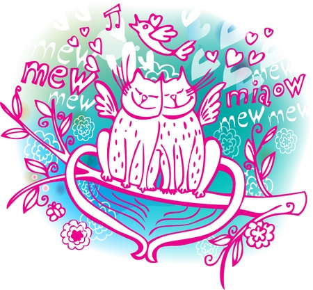Love sketchy with catのイラスト素材
