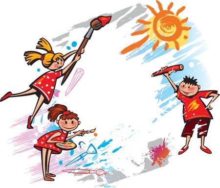 Children with space for textのイラスト素材