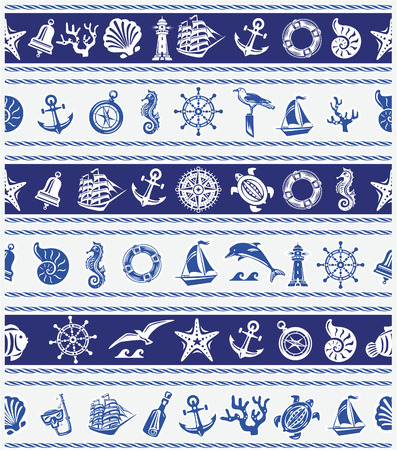 Borders with Nautical and sea symbolsのイラスト素材