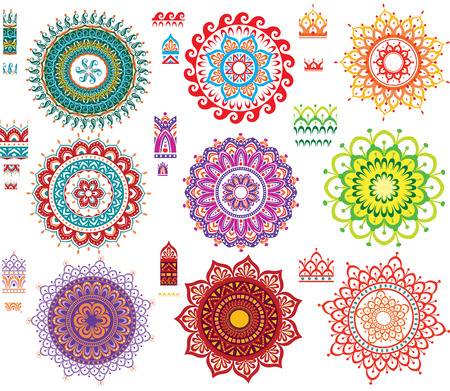 Round Ornament Pattern with Pattern brashのイラスト素材