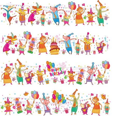 Happy birthday cartoon borderのイラスト素材