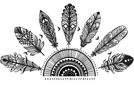 Ornament with feathersのイラスト素材