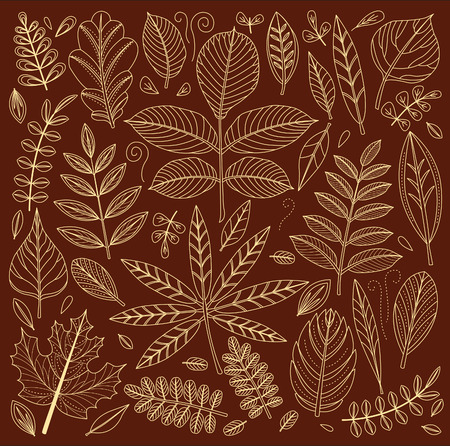 Background of outline leavesのイラスト素材