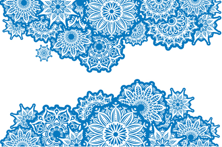 Horizontal Border of white round ornamentsのイラスト素材