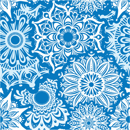 Seamless pattern of white round ornamentsのイラスト素材