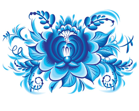 Blue flower in gzhel styleのイラスト素材