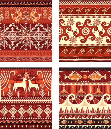 Seamless folk ornament elements textureのイラスト素材
